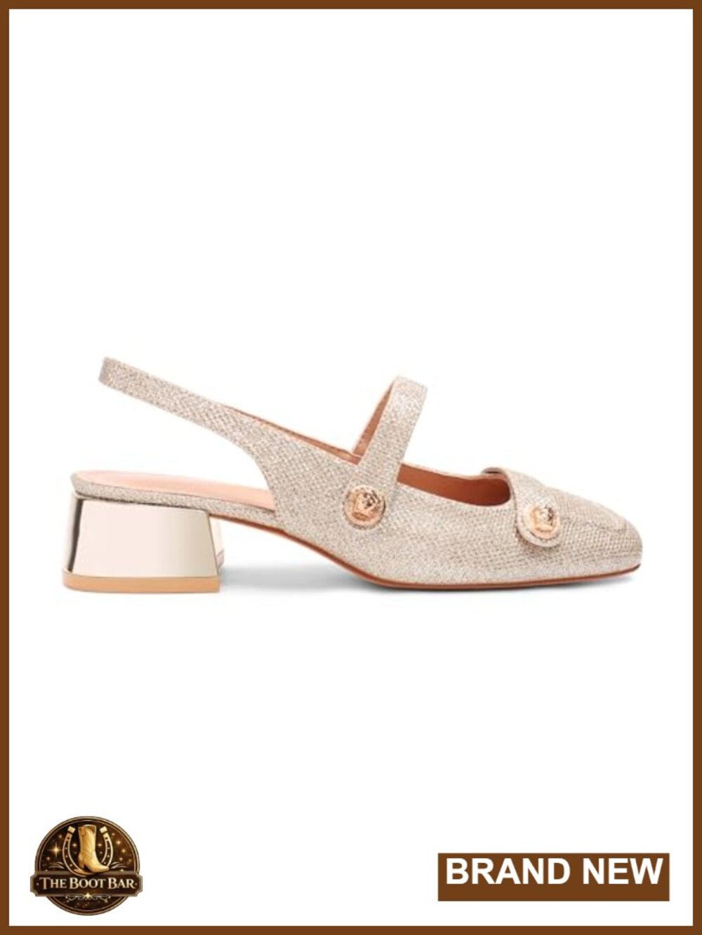 Faux Leather Slingback Mary Jane Low Block Heel Pump